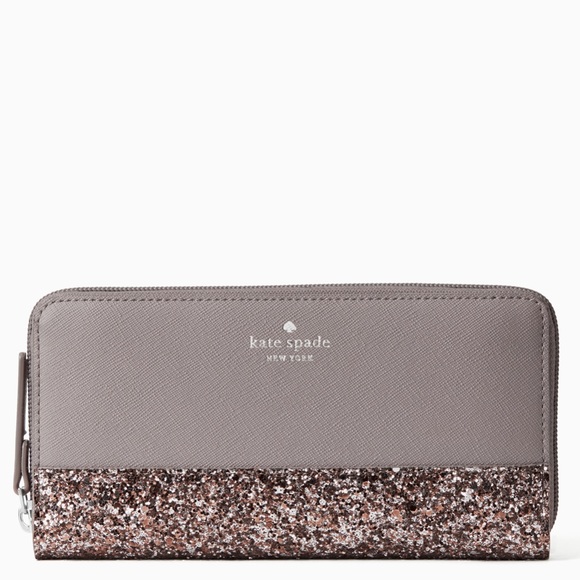 MAKE AN OFFER Kate Spade Greta Court Neda Zip Wallet Cityscape Glitter - Picture 1 of 4